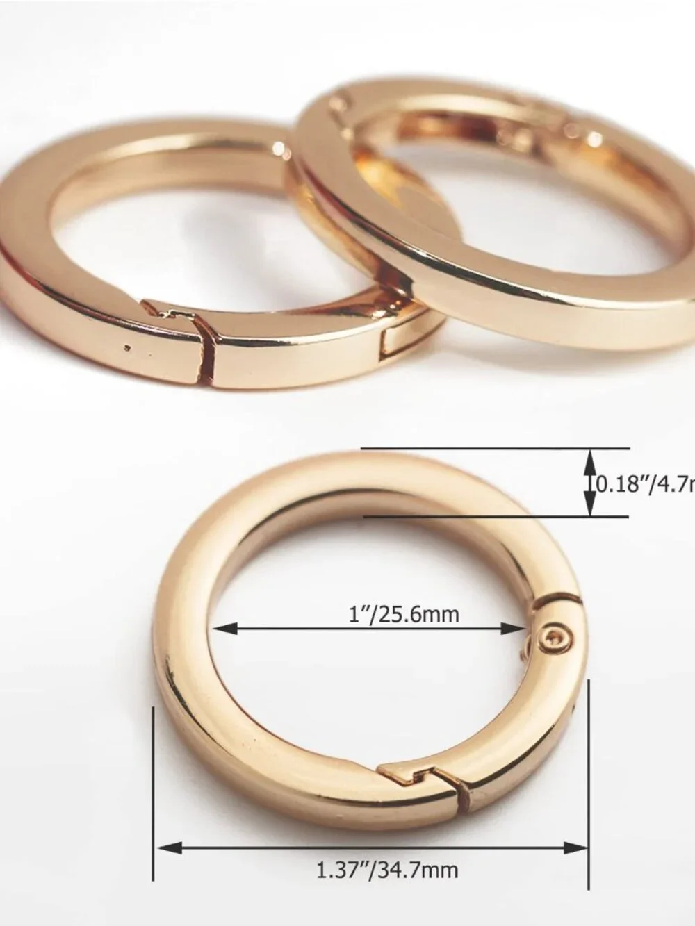 2 Pcs O Ring for Purse Strap,1 inch Spring Rings for Handbag & Keys,Gold